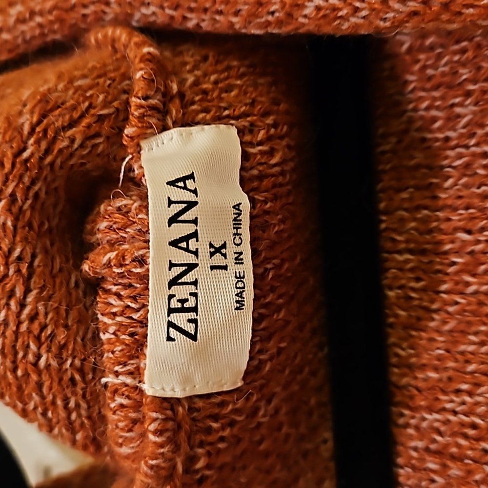 Chic Soul/Zenana NWOT Rust colored hooded Cardigan Size 1x - Picture 5 of 9